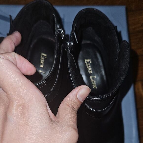 Essex Lane Black Ankle Booties with Silver Buckles - Picture 6 of 12
